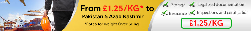 £1.25*/KG Cargo to Pakistan from UK