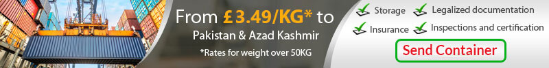 Send containers to Pakistan from UK, cheapest shipping prices